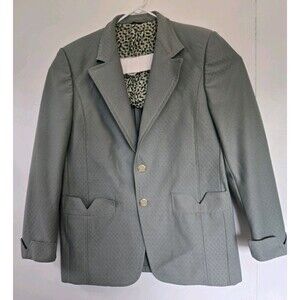 Vintage Blazer Mens 42 Hal Martin Green Gold Metal Buttons Sport Coat Jacket 70s